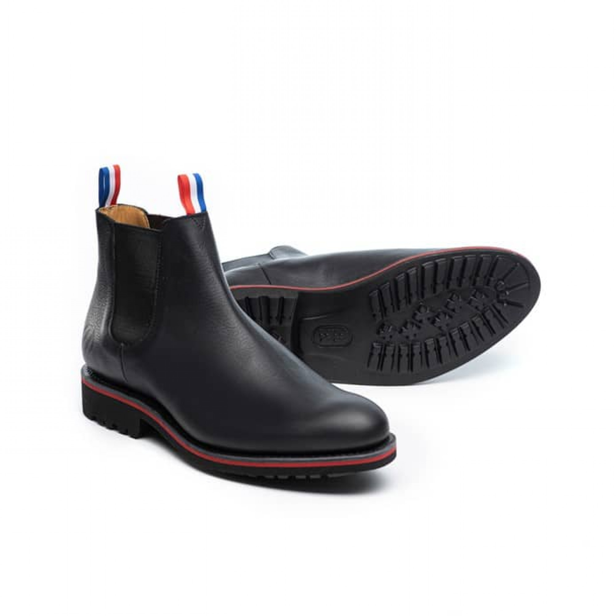 Tim chelsea boots homme cuir noir cousu Goodyear chaussure